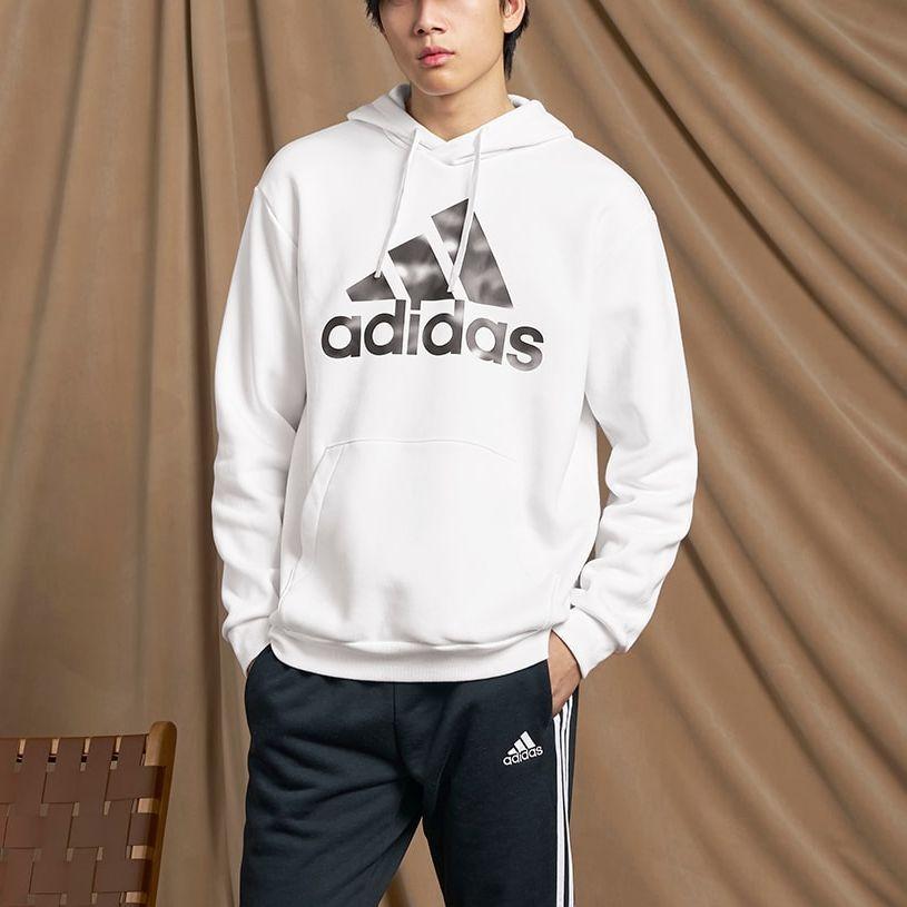 New Adidas Essentials Camo Print Hoodie Sweatshirt Men's White HL6932