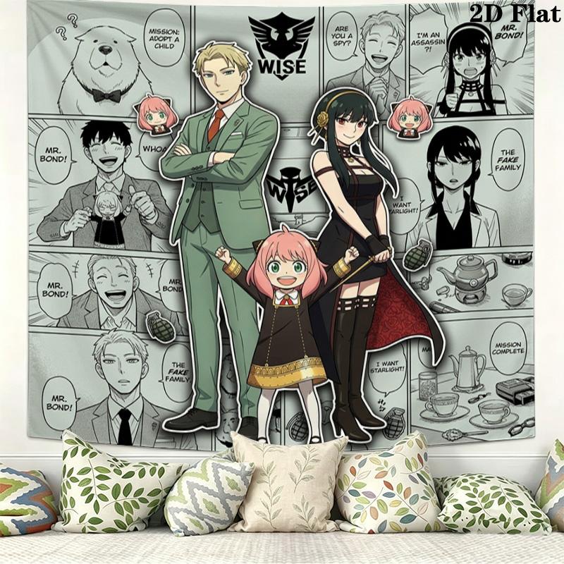 Spy Family Wall Tapestry Aesthetic Wall Hanging Printed Fabric Blanket Decorative Tapestries For Bedroom Living Room Home Decor