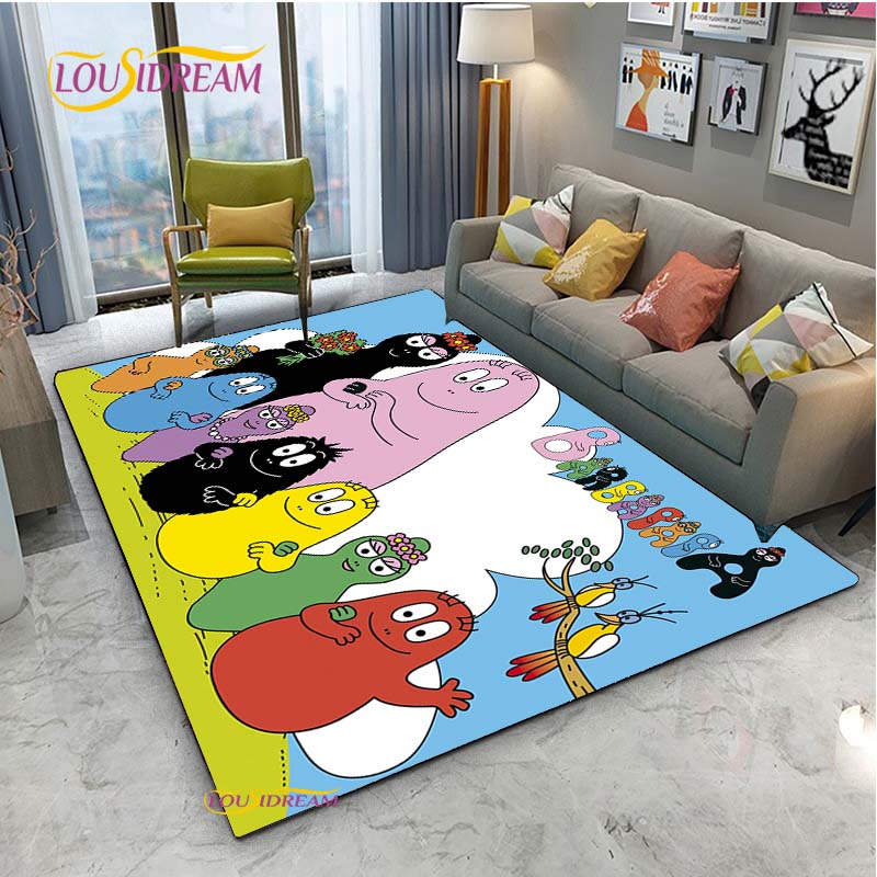 Barbapapa Cartoon Anime Carpet for Living Room Sofa Coffee Table Bedroom Rug Kitchen Kids Door unslip floor Mat Birthday gift