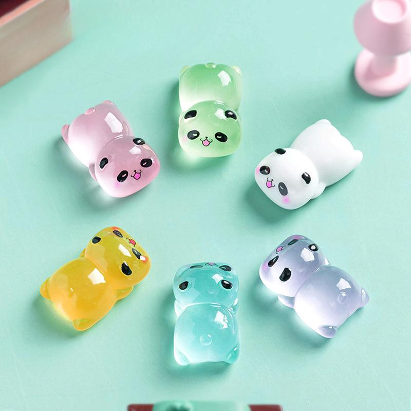 Micro Landscape Cartoon Cute Glow-in-the-dark Party Panda Resin Decoration Diy Decorative Accessories Desktop Decoration