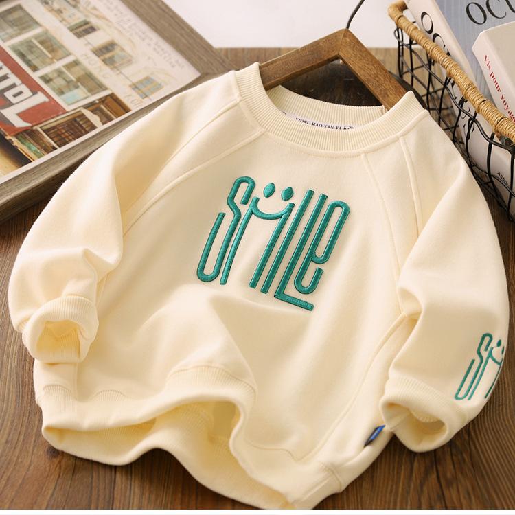 Big Size Spring Autumn Boys Shirt Fashion Letter Smile Full Sleeve Teenager Boys Sweatshirt 3-12 Years Children Top Clothes
