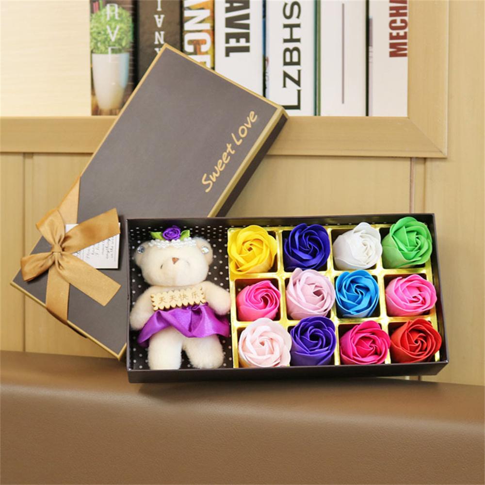 Bouquet 12pcs Artificial Flowers Soap Flower Boxed Flower Gift For Celebration Romantic Occasions Valentine'S Day
