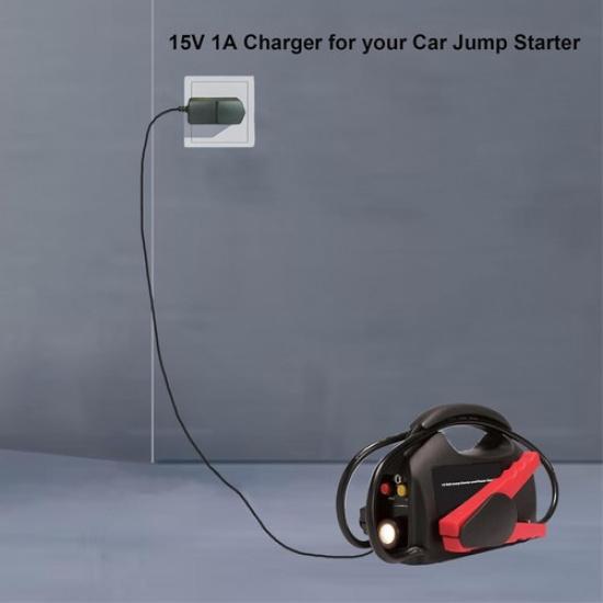 15V 1A Power Cord for Car Jump Starter Charger Power Supply for Battery Peak