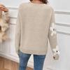 Hooded Round Neck Long Sleeved Sweater with Floral Jacquard Pattern for Autumn Women
