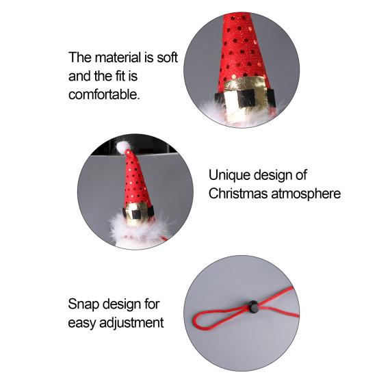Pet Christmas Hat Cats Red Xmas Hat Santa Hat with Glittery Polka Dots for Cats And Dogs Festive Dress-up Photo Prop