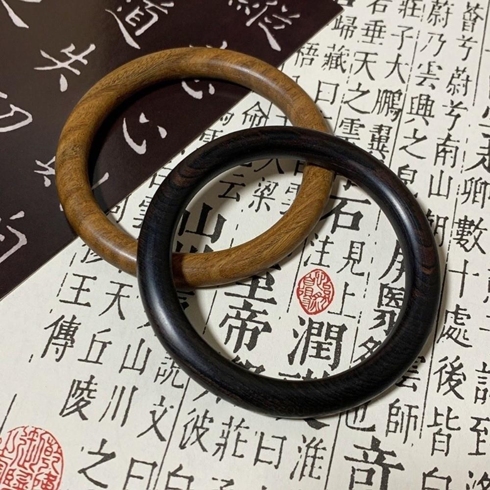 Chinese Ethnic Style Sandalwood Bracelet Minority Design Retro Hand Ring Sandalwood Bangle  Student