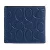 11 Signature Brand Embossed Smooth Calfskin Wallet Men's Dark Blue Dark Blue