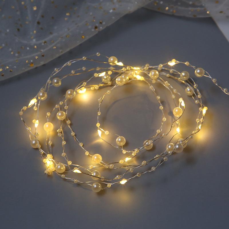 Battery Pearl LED Lights, Pearl LED Copper String Lights Fairy Lights, Wedding Family Party LED Lights, Christmas Decoration Lights