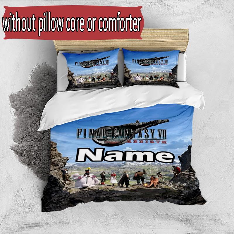 3pcs Duvet Cover Set (1*Duvet Cover + 2*Pillowcase, Without Core), Custom Name Final Fantasy Pattern Bedding Set, Home Bedroom Decor Gift