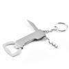 Portable Stainless Steel Corkscrew Wine Opener with Keychain, Multifunctional Beer Bottle Opener, Knife, Gift for Mens