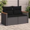 VidaXL Garden Sofa with Cushions 2-Seater, Seat with Armrests, Sunbed with Backrest, Patio Terrace Furniture, Black 365977