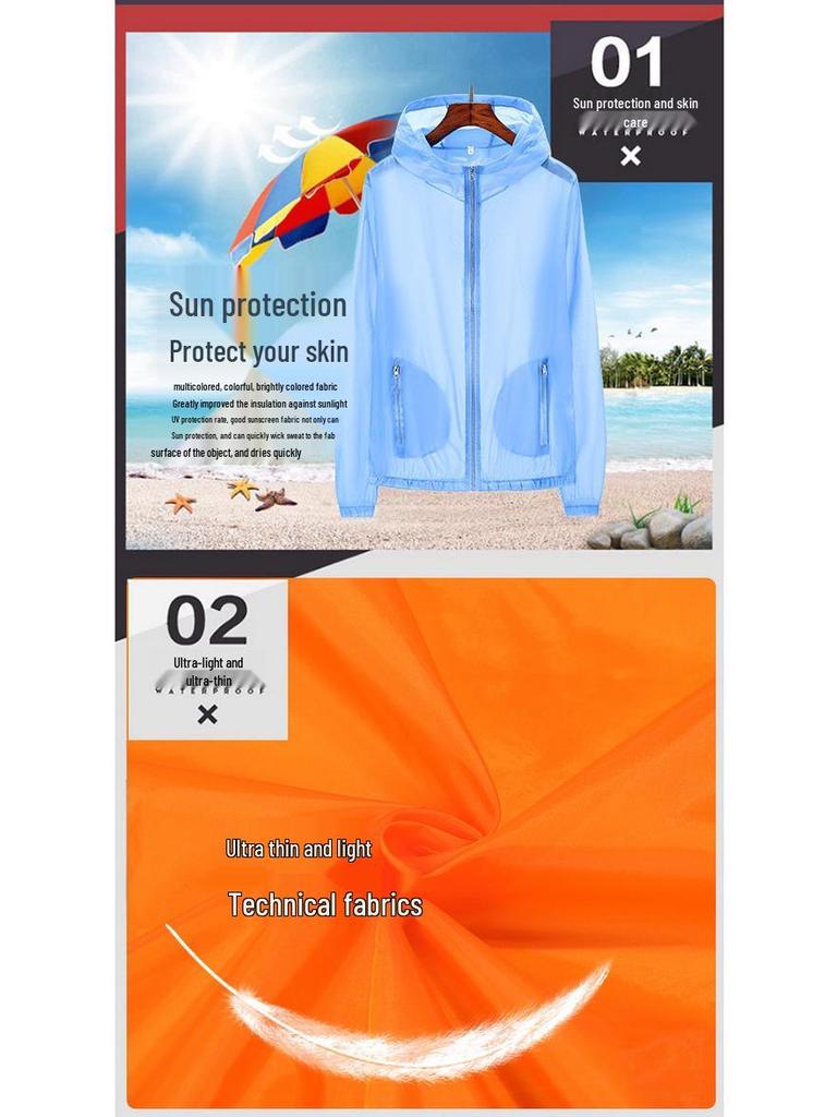 Unisex Summer Windbreaker with Custom Logo - Lightweight, Plus Size Sunscreen Jacket for Outdoor and Workwear
