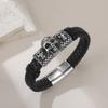 LIKGREAT Halloween Skull Bracelet for Men Gothic Leather Rope Bracelets Braided Bangles Jewelry Homme Accessories Gift Wholesale