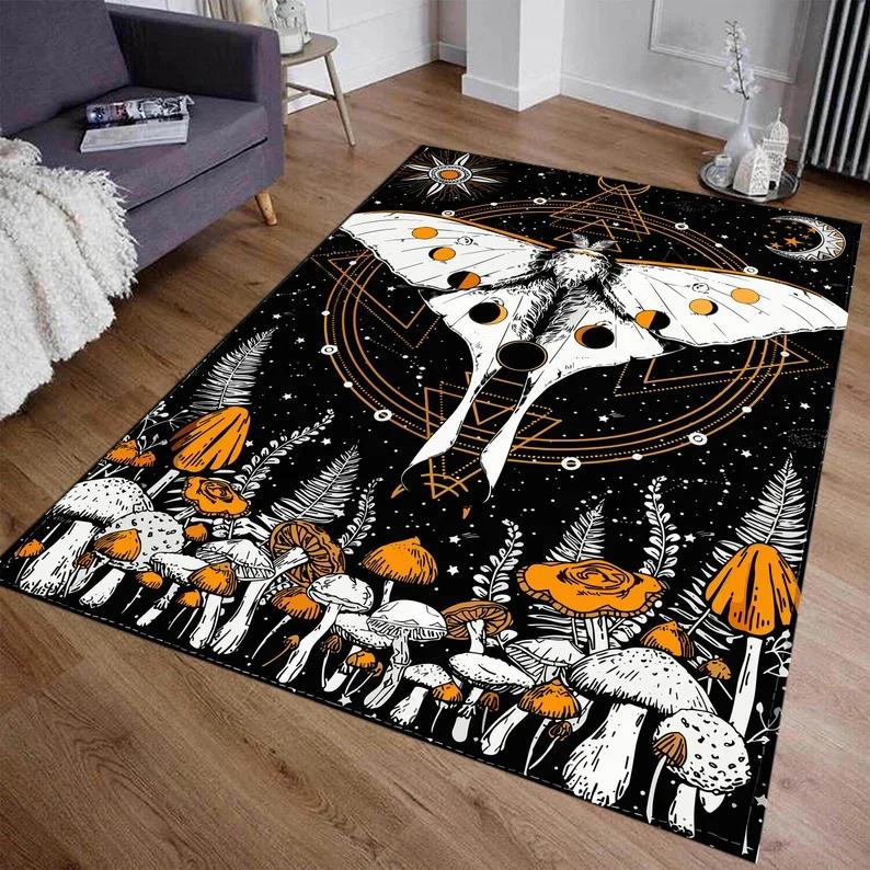 Mushroom Rug Area Rug Floral Carpet Housewarming Gift Jungle Rug Kitchen Rug Soft Thin Rug Washable Rug Bathroom Mat Nursery Rug