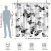 Delicate Butterflies Watercolor Shower Curtain - Soft Black & White, Abstract Dreamy Background, Polyester