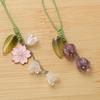 Sweet Cute Tulip Flower Lanyard Mobile Phone Case Keychain Car Key Chains Women Handbag Valley Lily Cherry Blossom Hang Pendant
