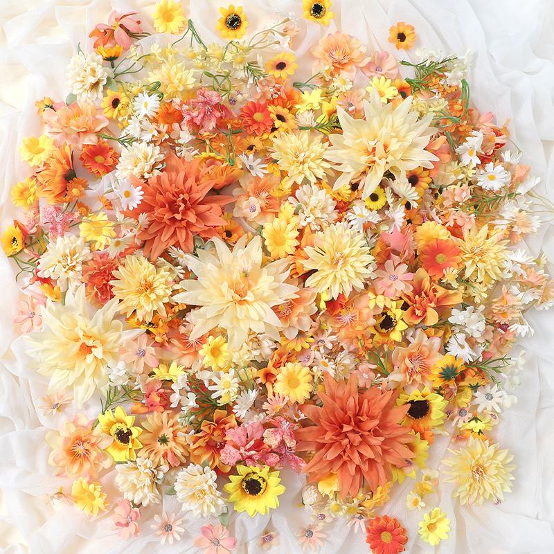 

Orange Mix Artificial Flower Rose Flower Head Home Decoration Garden Ornament DIY Wedding Decor Outdoor Decor And Accessories 20Pcs оранжевый