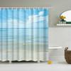Blue Sky Beach Shower Curtain Modern Scenery Print Bathroom 3D Blackout Curtain Large 180x200cm for Bathroom