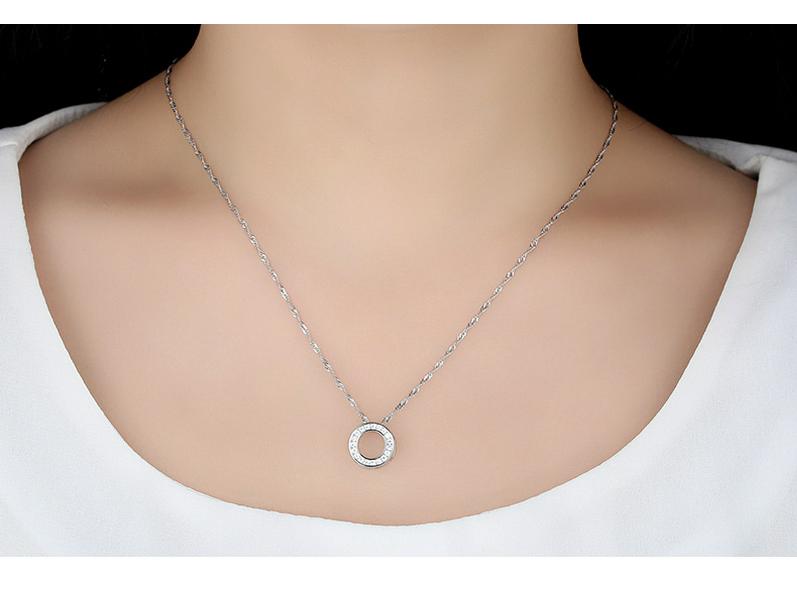 925 Sterling Silver Halo of Love Pendant Necklace, Micro-Paved Korean Fashion Jewelry