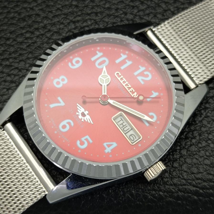 AUTHENTIC REFURBISHED CITIZEN AUTOMATIC 8200 JAPAN RED DIAL WATCH A426135-2 RL-a426135