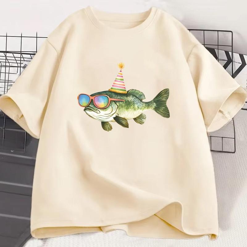 Funny Colorful Fish Print Shirts Humor Tee Short Sleeve Unisex Unisex Clothes Tops New Style Hot Sale Fishing Tshirt For