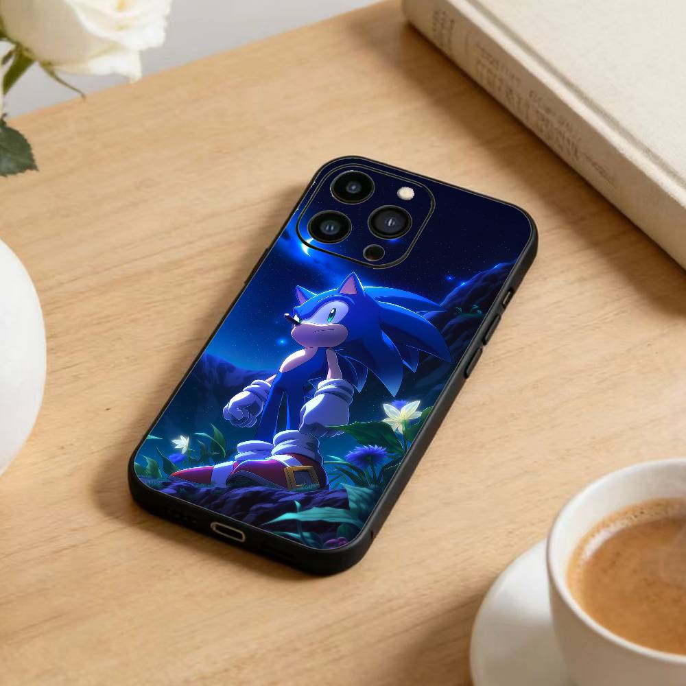 Hedgehog Knuckles Phone Case For iPhone 16,15,14,13,12,17,Pro Max,Plus Silicone Black Case