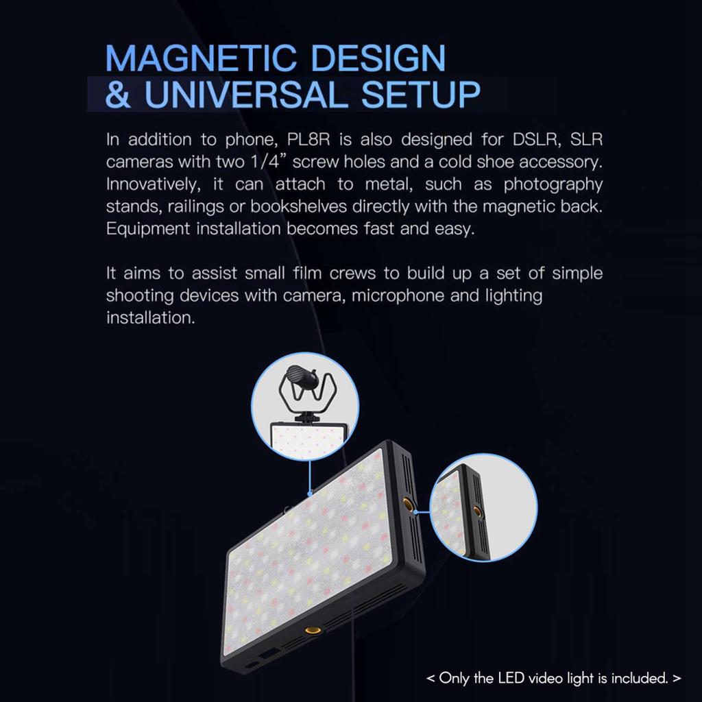 RGB Video Light 2700K 6500K Dimmable 37 Light Effects Photography Panel Lamp APP Control With Cold Shoe Port Support