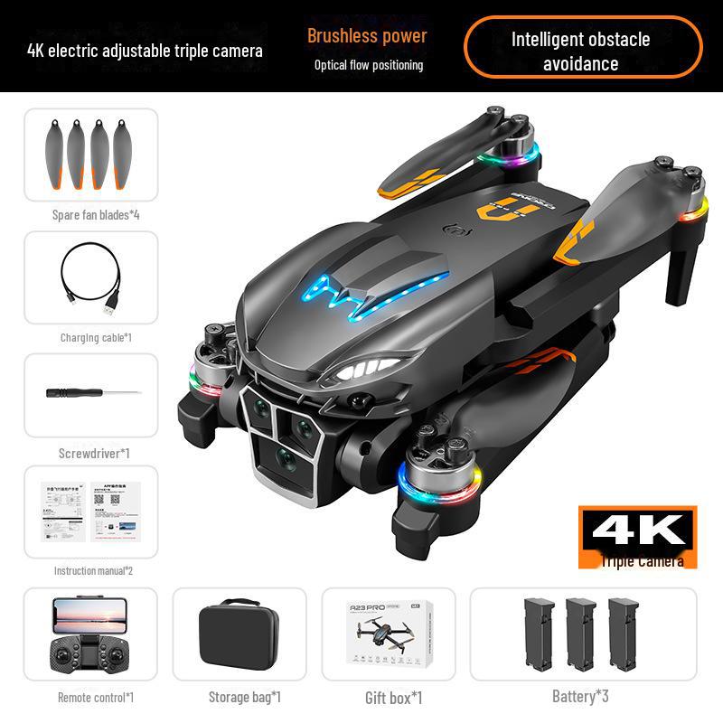 A23 HD Camera Drone with Brushless Motor, Flowing Light, and Obstacle Avoidance