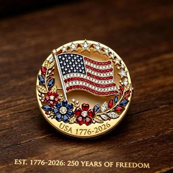 Brooch Pin American Flag Flower Blooming Enamel Lapel Pin