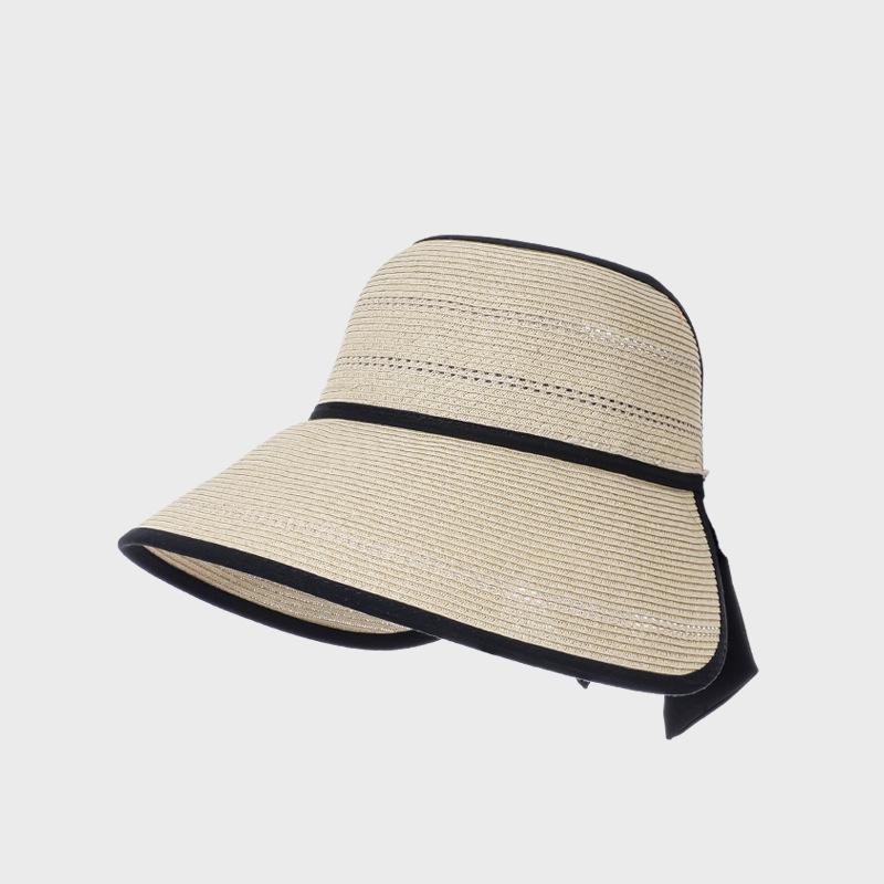 Summer Straw Sun Hat Women's Outdoor Big Eave Hare Hat Foldable Beach Sun Hat