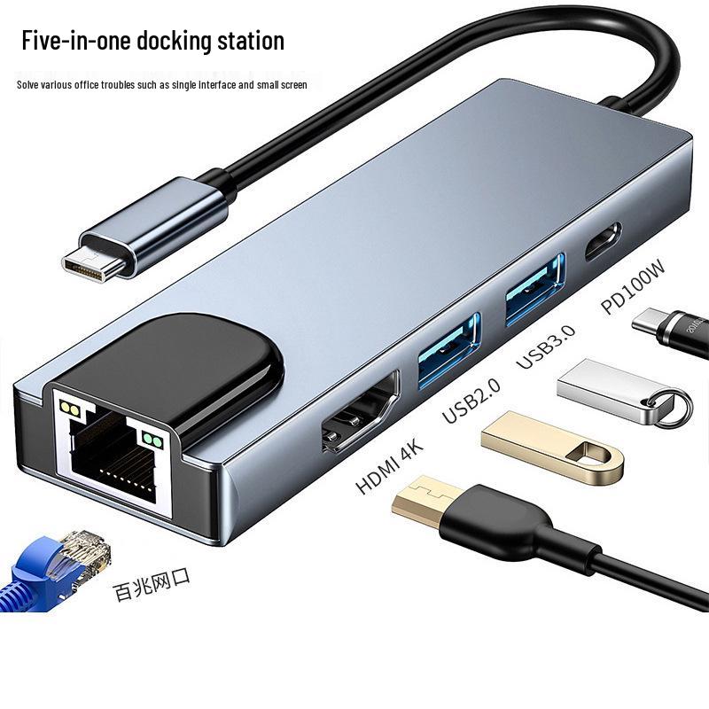 Type-C 4-in-1 Dual HDMI Screen Mirroring & Extended Display HD Expansion Dock with USB 3.0 Hub Converter