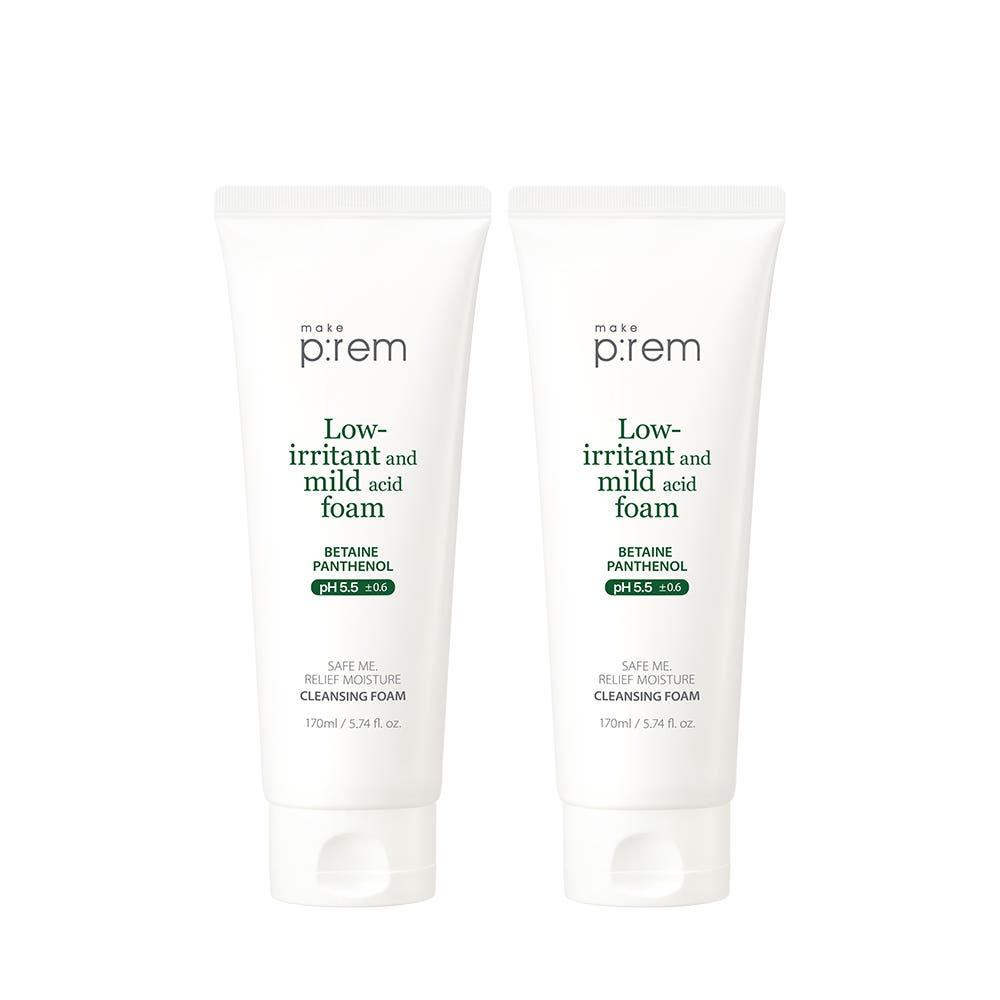Make P:REM Safe Me Relief Moisture Cleansing Foam Hydrating Face Wash Low pH Cleanser 170ml 2-Pack