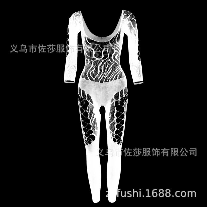 Underwear Stockings Lace Perspective Jacquard Net Socks Neck Lace Long-sleeved One-piece Stockings