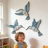 Wood Hummingbird Wall Art Vintage Flying Blue Bird Sculpture Rustic Wall Hanging Decoration for Home Bedroom Living Room Decor