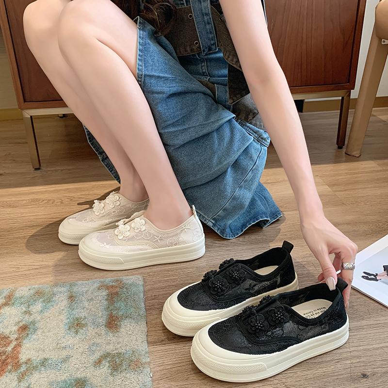 Fashion 2024 Summer Tennis Women's Breathable Thin Style New  Little White with Skirt Thick Sole Lace Canvas Shoes  Sneakers