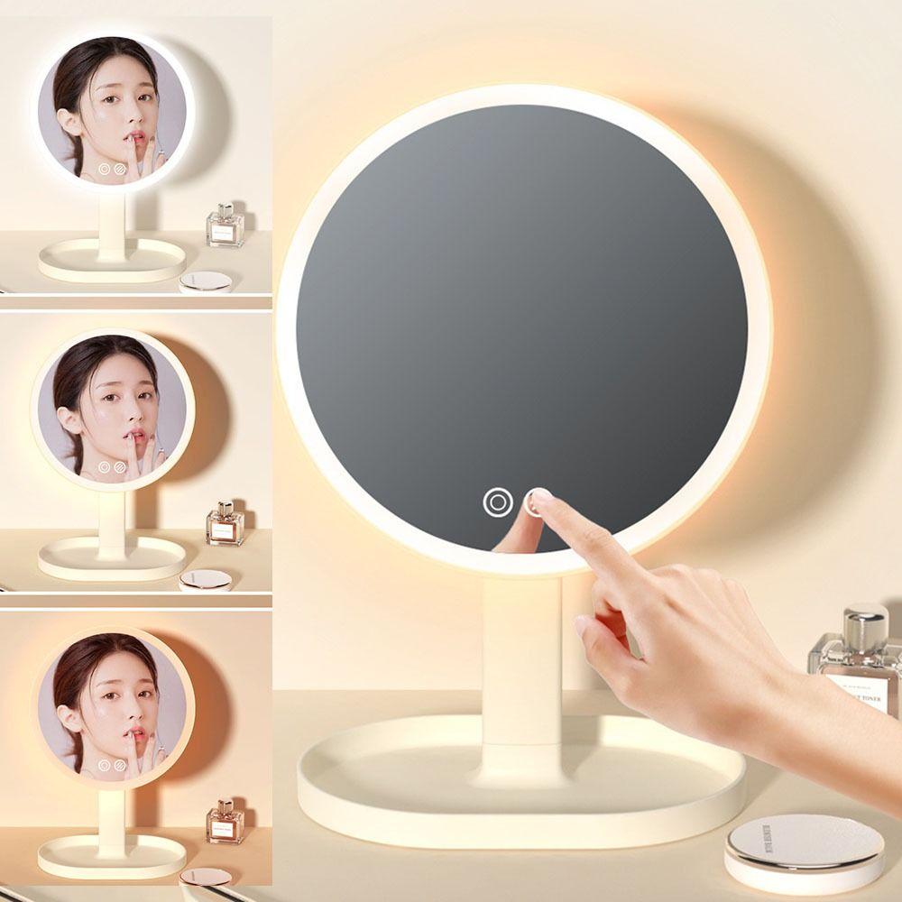 Tricolor Light Makeup Mirror with LED Light Removable Portable Cosmetic Mirror  Home