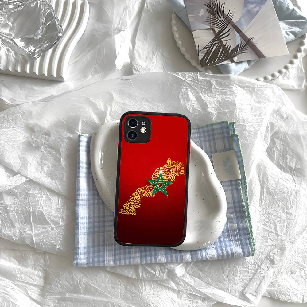 Morocco Map Flag Matte Silicone Phone Cases For IPhone 16 13 15 12 11 Pro Max Plus For IPhone 14 15 Pro
