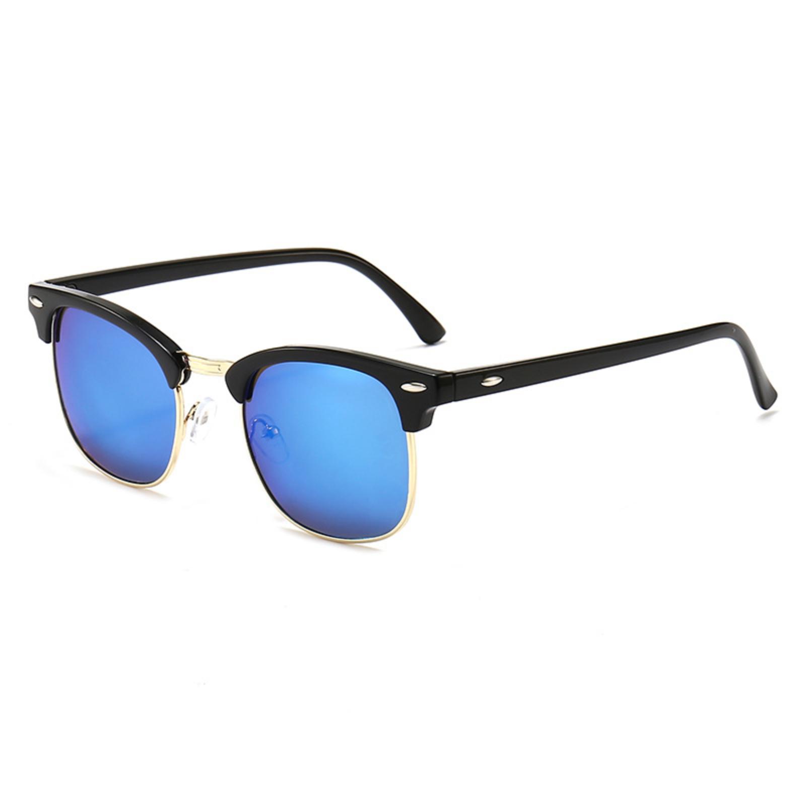 Sunglasses, Retro Studded Half-rimmed Sunglasses, Trendy Colored Reflective Glasses, Sunglasses. One Size