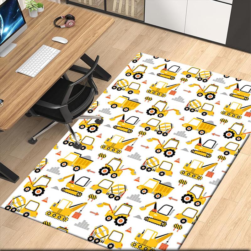 excavator Printed Carpet, for Office Chair Living Room Bedroom Kitchen Room Decor Gifts.