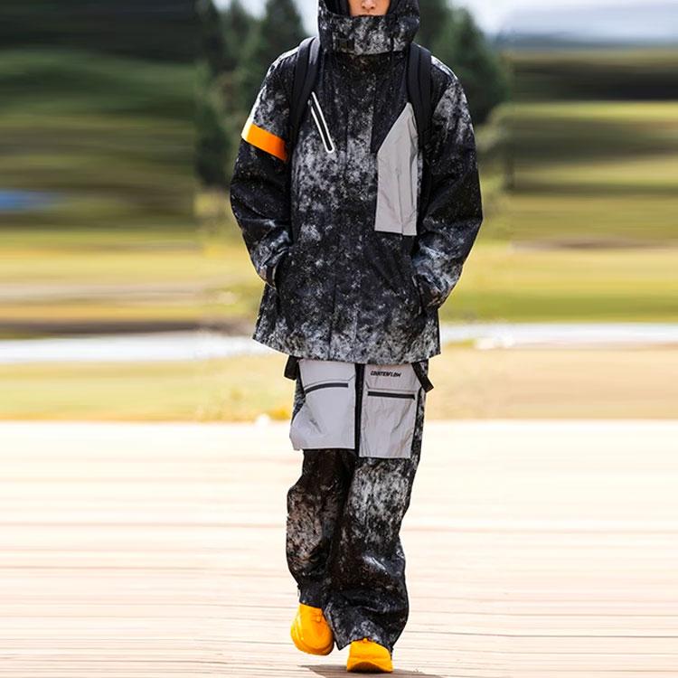 Li Ning CF Wu Xing Series Show Style Polyester Straight Leg Reflective Loose Overalls Unisex Overalls Black Gray AYKR991-3