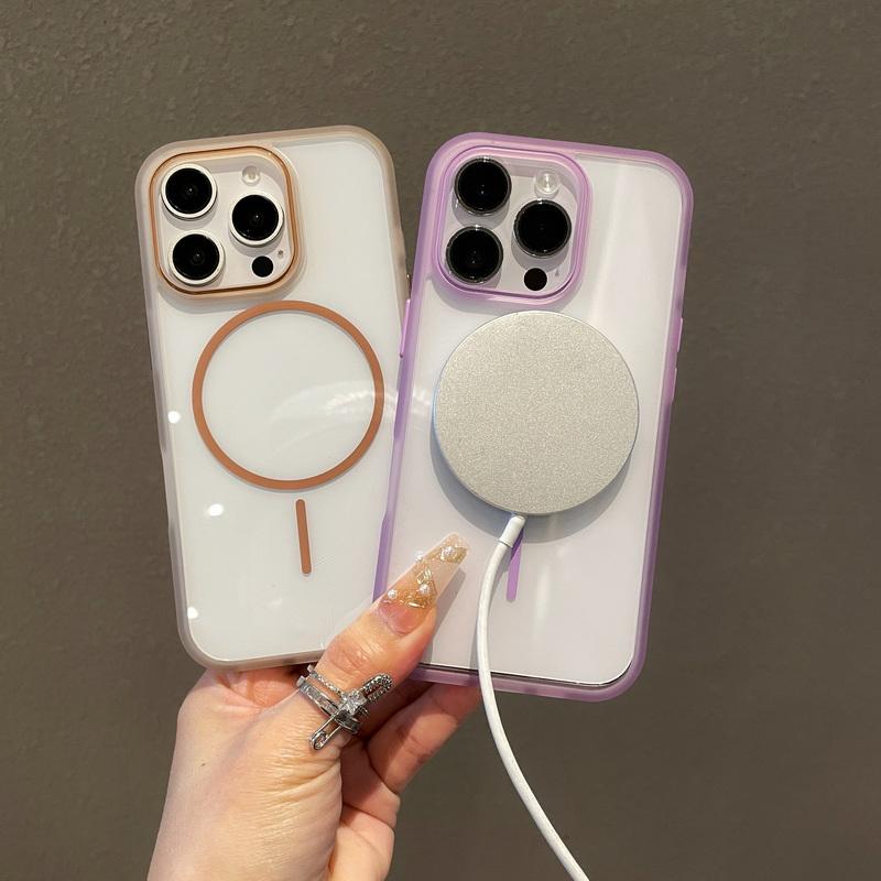 Clear Slim Wireless Charge for Magsafe Case For iPhone 16 Pro 15 Pro Max 14 13 12 11 Magnetic Shockproof Transparent Hard PC Phone Cover