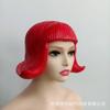 Krótka Czerwona Peruka Bob z Lateksu Dla Kobiet Syntetyczne Proste Włosy Peruka Z Grzywką Odporne na Ciepło Włókno Na Halloween Cosplay Imprezę Odgrywanie Ról I Fotografię