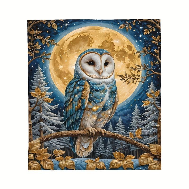 

Blue Owl Pattern Printed Flannel Blanket, Shawl Blanket, Suitable For Bedroom, Dormitory, Car, Outdoor, Sofa,Travel, Office,Gift 75x90cm