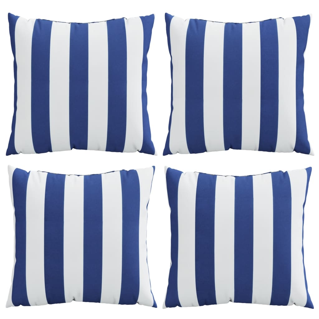 Decorative Cushions 4 pcs. Blue & White Striped 60x60 cm Fabric