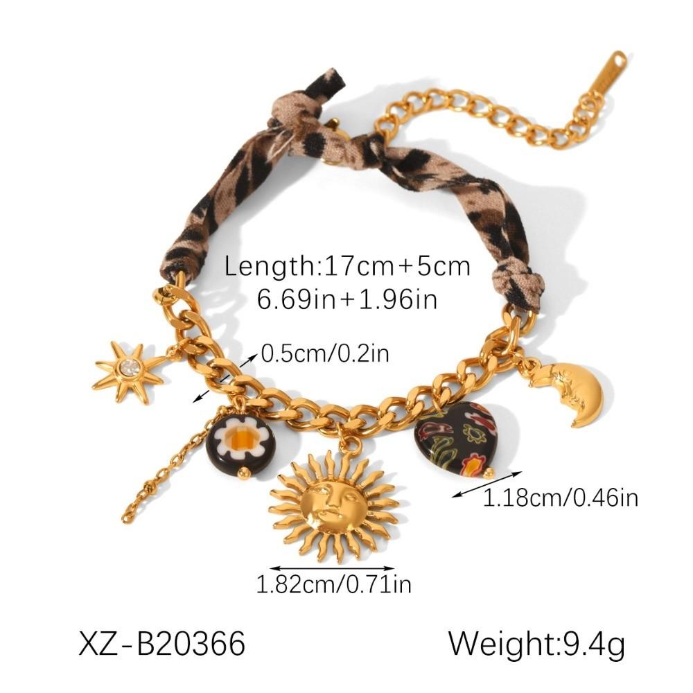 Gold Plated Heart Shape Scarf Necklace Stainless Steel Geometric Leopard Print Necklace Sunflower Tassel Heart Pendant Jewelry
