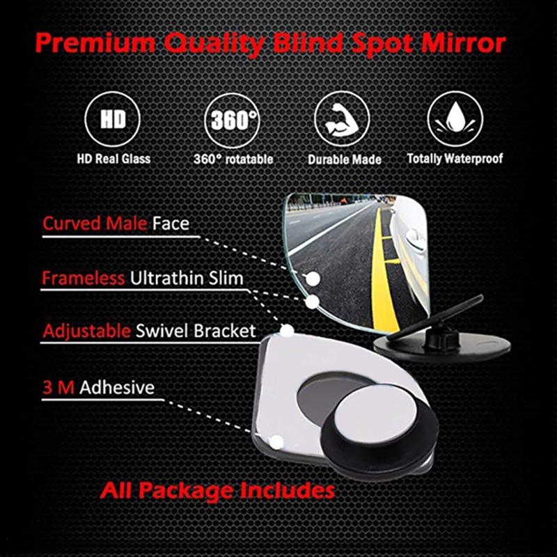 Blind Spot Detection Adjustable 360-degree Adjustable Durable Car Accessories Parking Aid Anti-glare Frameless Hd Glass Hd Glass