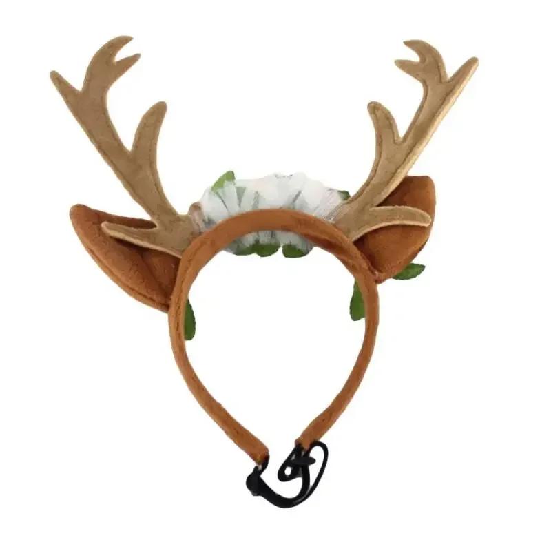 2023 Novo Natal Cão&Chapéu Acessórios para Gato Tiara de Chifres Decoração de Canto de Natal Tiara Natal Animal de Estimação