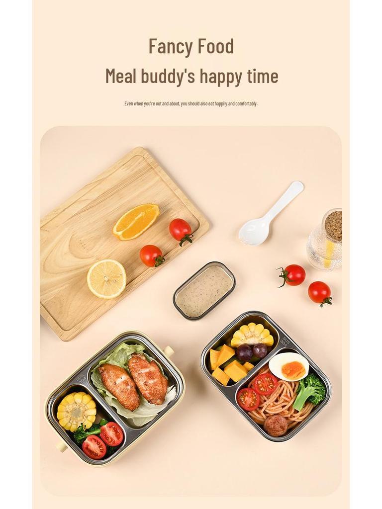 Compact Stainless Steel Bento Box - Cute, Portable, Microwave-Safe, Compartmented Lunch Container for Weight Loss Meals