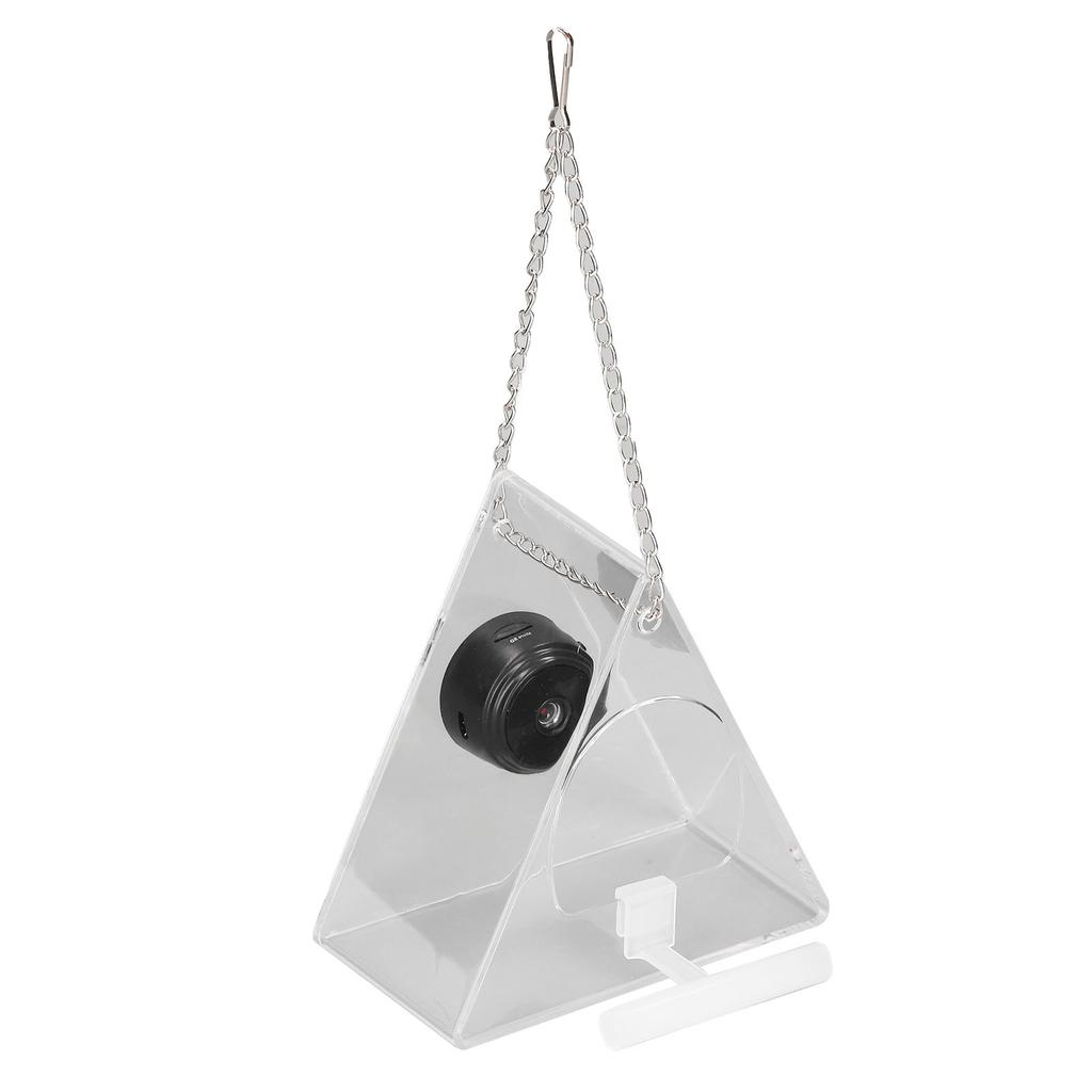 Chytré krmítko pro ptáky s kamerou Monitorování v reálném čase Závěsná krmítka pro ptáky pro venkovní použití Zahrada Trojúhelník