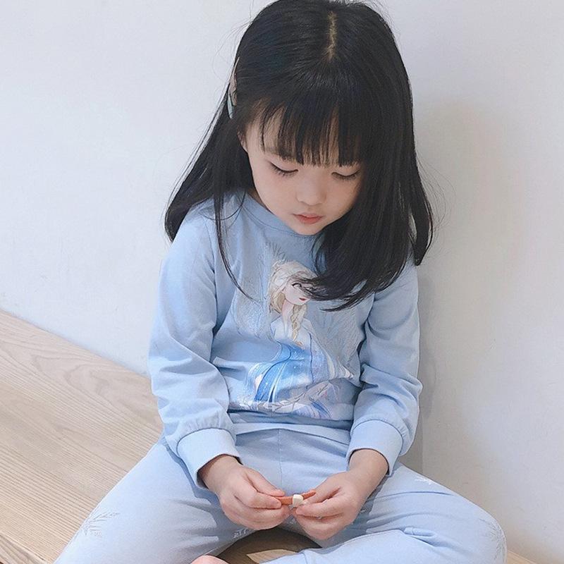 Elsa Fairy Cute Cotton Pajamas for Girls: Long Sleeve Air Conditioning Wear Set